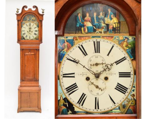 An early 19th century oak eight day longcase clock with arched painted dial inscribed "C. Berwick, St. Andrews" with Roman nu