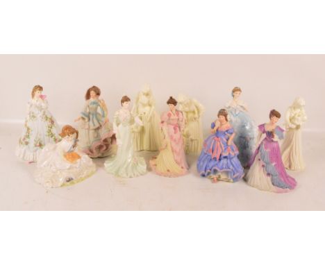 Three Royal Worcester figures; "A Present for Santa", "First Steps" and "Sweet Dreams", with eight further figures of females