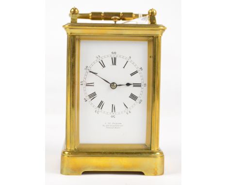 A late 19th century French repeating carriage clock, by Drocourt, with swing loop handle above main plaque inscribed "Stella"