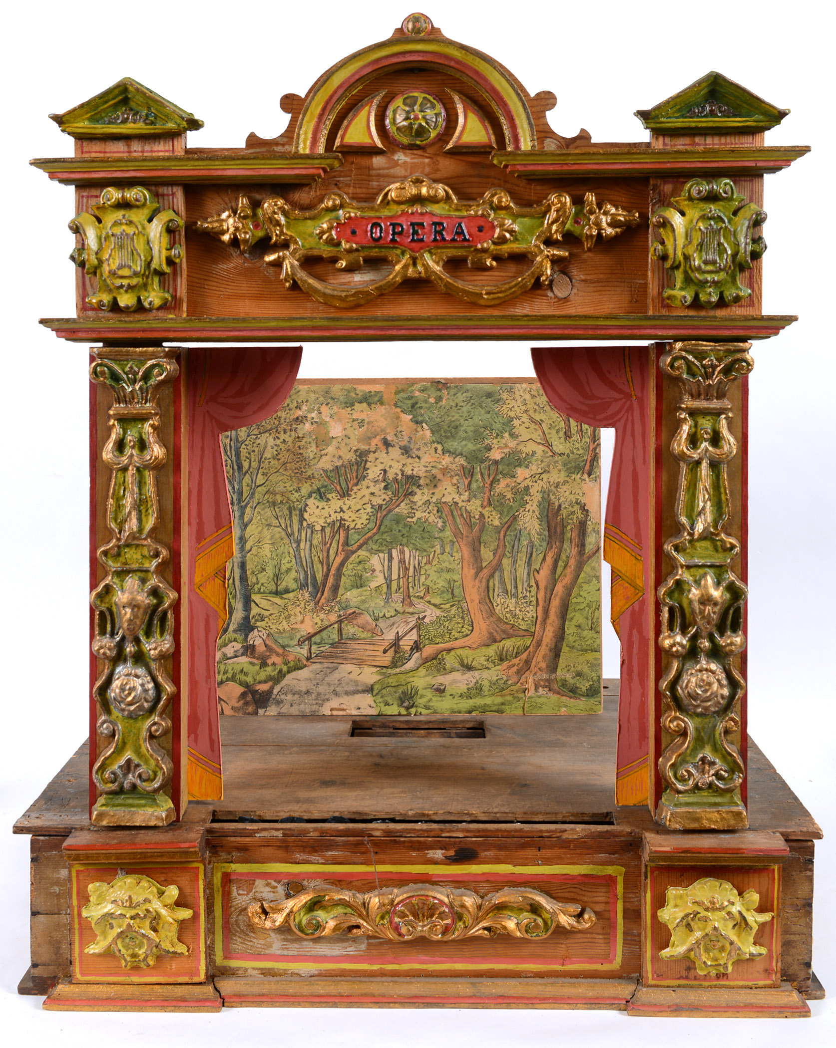19THC GERMAN TOY THEATRE a painted wooden theatre probably by Moritz