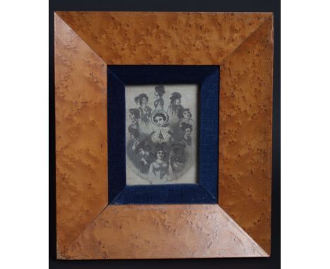 A STENOGRAPH FRAMED IN BIRDS EYE MAPLE I wonder what the story is behind this funny little picture?  Depicting an innocent yo