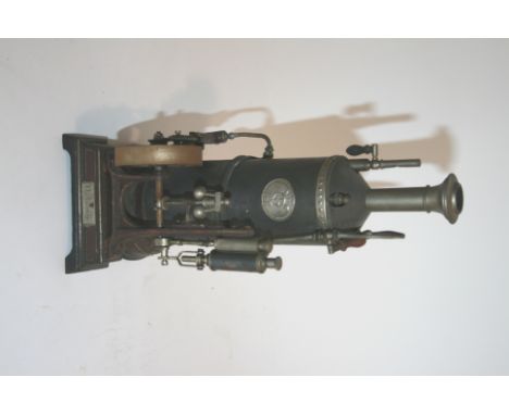MODEL STATIONARY ENGINE - ERNST PLANK a vertical model stationary engine titled The Gamage, with a small plaque marked EP for
