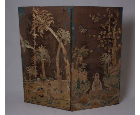 CIRCA 18TH CENTURY EMBROIDERED SCREEN FOR RESTORATION A pictorial embroidery with all the hallmarks of the 18th Century. Crew