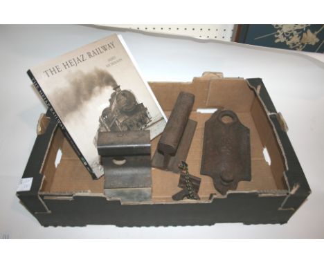HEJAZ RAILWAY MEMORABILIA a collection of railway items relating to the Hejaz Railway, including railway line, engine axle et