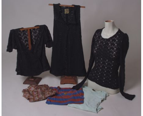 A COLLECTION OF 1968 'BIBA' TOPS These tops were bought from the Church Street shop in 1968 and include a soft black wool kni
