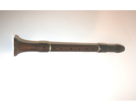 ANTIQUE RECORDER - MORITZ, BERLIN made in rosewood in three sections, the centre section stamped C W Moritz, Berlin, 'A' stam