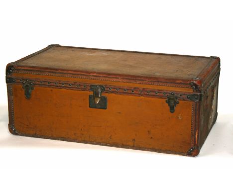 VINTAGE LOUIS VUITTON STEAMER TRUNK an early 20thc Louis Vuitton steamer trunk, made in leather with a brass lock plate and c