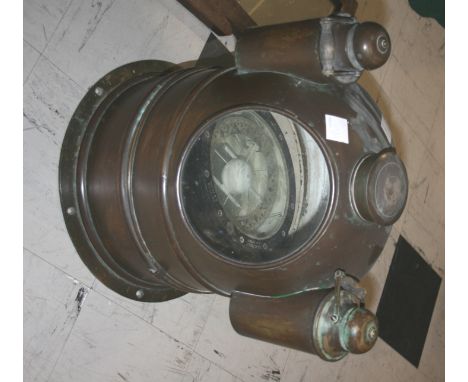 NAVAL BINNACLE COMPASS a C B Patent Dead Beat binnacle compass in a metal case. 44cms high