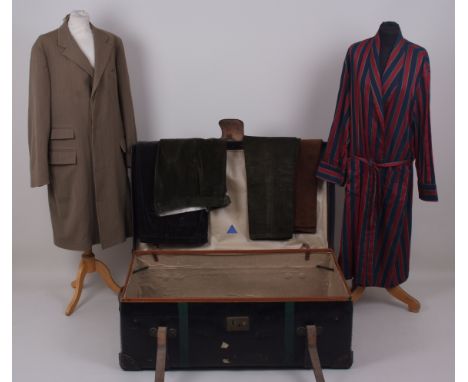 A TRUNK OF GENTLEMAN'S SUITS & CLOTHING To include A 1972 tweed suit tailored by 'Welsh & Jefferies Ltd Savile Row London W.1