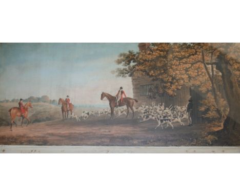 AFTER RICHARD BARRETT DAVIS GOING OUT; HUNTING IN COVER; THE CHASE; THE DEATH The set of four, coloured aquatints by T. Suthe
