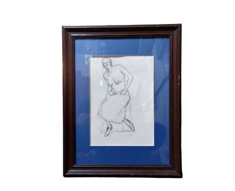 Duncan James Corrowr Grant (1885 – 1978) Pencil sketch of Nude with Inventory label to verso Sammlung W Kohler 3429. 36 x 46c