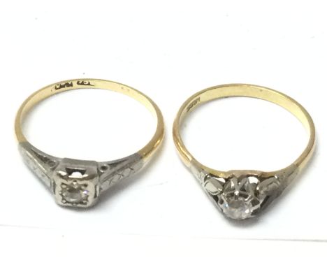 18ct gold rings set with diamonds, sizes L/M & K/L. Total weight 3.6g. Postage category A