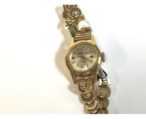 A ladies vintage 18ct gold La meridiana watch. Winds and runs. 11.21g Postage B