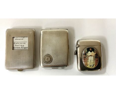 3 good vintage hallmarked silver vesta cases. (A)