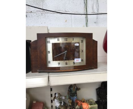 ART DECO WALNUT WESTMINSTER CHIME MANTEL CLOCK     F5