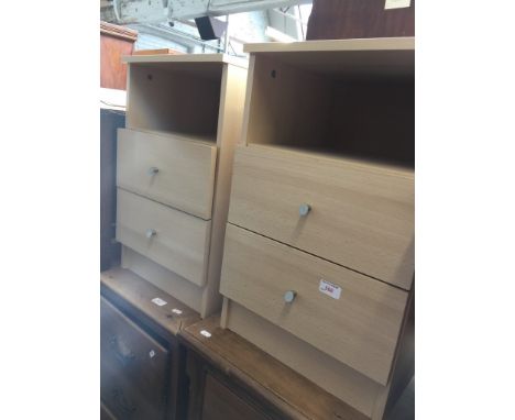 A PAIR OF LIGHT MODERN BEDSIDE CABINETS