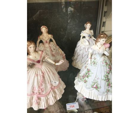 4 ROYAL WORCESTER FIGURES CCONDITION: NO SIGNS OF DAMAGE OR REPAIR, HEIGHTS - 21CM, 21CM, 22CM & 22CM