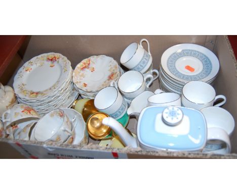 A box of miscellaneous china to include Royal Doulton part coffee  service in the Counterpoint pattern H5025, together with a