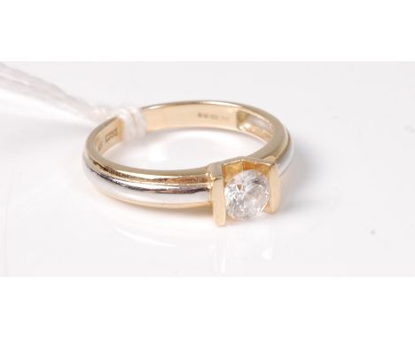 A 14ct CZ ring, size O, (3.5g)