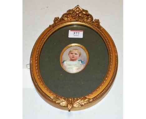 Frederick Nathaniel Sutton (late 19th/early 20th century) - Portrait of a child, oil on porcelain plaque, signed, housed in a
