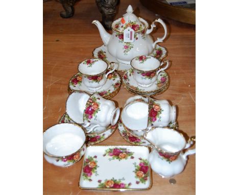 A Royal Albert 8 place setting tea service in the Old Country Roses pattern