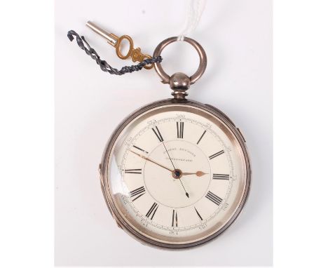 A silver chronograph, 6cm diameter, Chester 1891, inner case with inscription 'Charlie Raidsley'