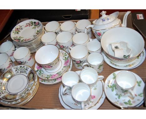 A box of miscellaneous china to include Wedgwood part coffee service in the Hathaway Rose pattern, Royal Worcester Royal Gard