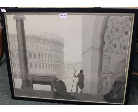 K.I.Maynard an architectural monochrome watercolour depicting The Colosseum in Rome,&nbsp;55cm x 69cm to include frame