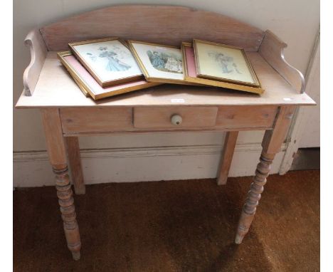A limed wood washstand, with bobbin turned legs