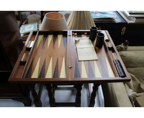 A hand made quality wooden backgammon game.