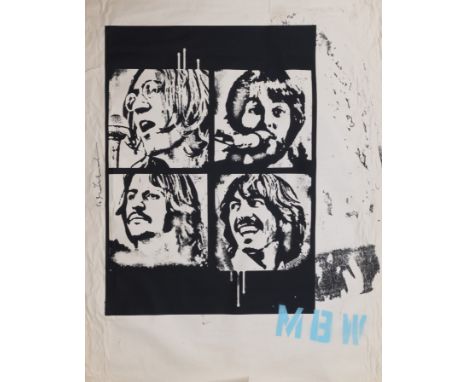MR BRAINWASH (born 1966)Live is beautiful Portrait des Beatles, 2009  Sérigraphie sur papier fin.Signée au feutre et initiale