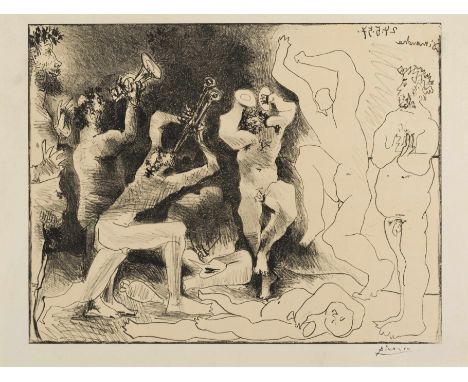 PABLO PICASSO (1881-1973)La danse des faunes, 1957  Lithographie en noir. Signée dans la plancheLithografie in zwart. Geteken