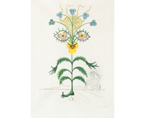 SALVADOR DALÍ (1904-1989)Pensée (Viola cogigans), 1968  Eau-forte, pointe-sèche et pochoir issue de 'Flora Dalinae'. Signée e