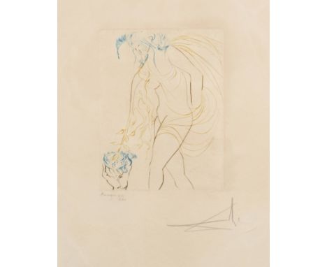 SALVADOR DALÍ (1904-1989)Femme fleur / Auvergne, 1974  Eau-forte et aquatinte couleurs. Issue du 'Paradis Terrestre'. Signée,