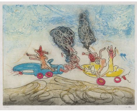 ROBERTO MATTA (1911-2002)Les Ohtomobiles!, 1972  Eau-forte et aquatique sur papier japon. Signée et numérotée 18/100Ets en aq