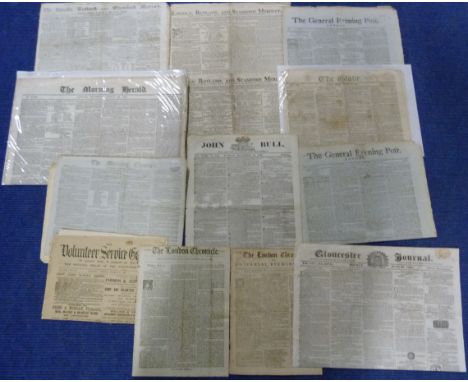 Newspapers.&nbsp;&nbsp;14 late 18th/early 19th cent. newspapers, incl. The Lincoln, Rutland &amp; Stamford Mercury, 1790 &amp