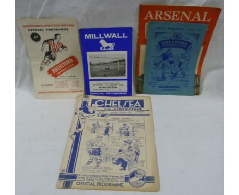 FOOTBALL PROGRAMMES.&nbsp;The Chelsea FC Chronicle for 13th Feb. 1937; also Arsenal v Chelsea, 1951, Milwall progs. for 1955 