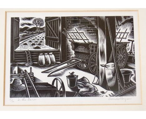 Gwenda Morgan (b.1908)
Wood engraving
"In the Barn", Christmas card for Sampson Press 1954, 5/30, signed and titled in pencil