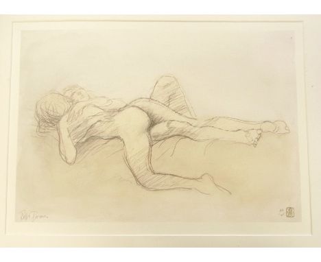 Ralph Brown (1920-2013) 
Artist's proof lithograph 
Two nude figures, signed, mounted and unframed, 35.5cm x 50cm 