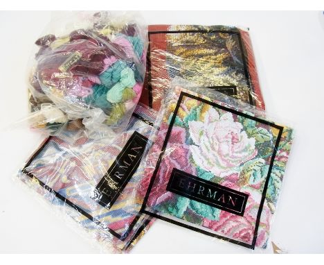 Quantity Ehrman and other tapestry kits and tapestry wools (1 box) 