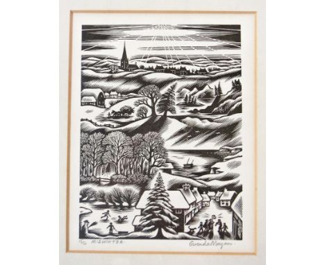Gwenda Morgan (b1908)
Wood engraving 
"Midwinter", 15/50, signed and titled in pencil, 14cm x 10.5cm 