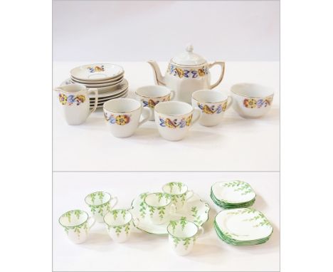 Circa 1930's Collingwood china tea service of handpainted foliate decoration and a doll's teaset (1 box) 