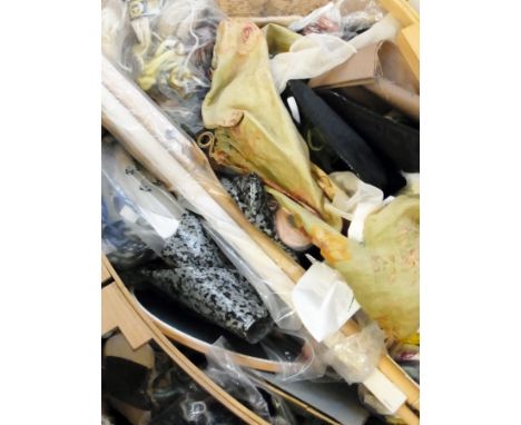 Quantity tapestry wools, threads, tapestry frames and other sewing items (1 box) 