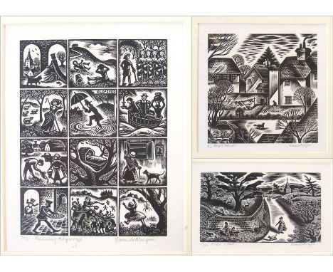Gwenda Morgan (b.1908)
Three woodcut engravings
"Nursery Rhymes", 27/75
"Bright Interval", 8/50
"Park Lane", 17/50, all signe