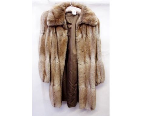 A vintage fur coat, sleeves elasticated together with a vintage brown fur stole (2) 