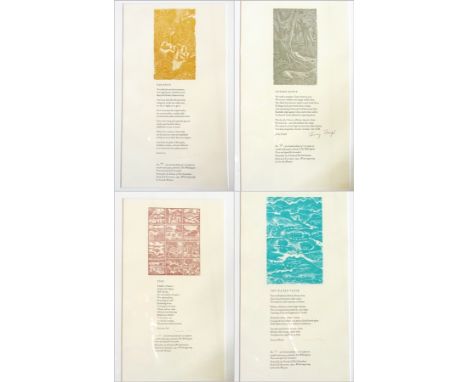 Gwenda Morgan (b.1908)
Four wood engravings
"Equinox", 99/125, with poem beneath and signed by Laurie Lee, printed for the Fr