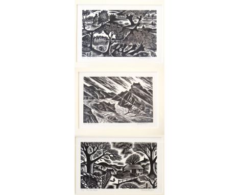 Gwenda Morgan (b.1908)
Three woodcut engravings
"By the River", 38/50
"The Sea Road", 14/50
"The Two Houses", 2/75, all title