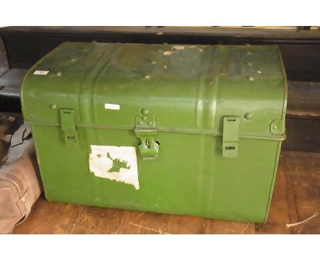 Green painted metal dome-topped trunk