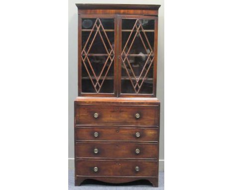 A Regency mahogany secretaire bookcase187 x 92 x 49cmThis item is offered for sale in accordance with the Ivory Act 2018 and 