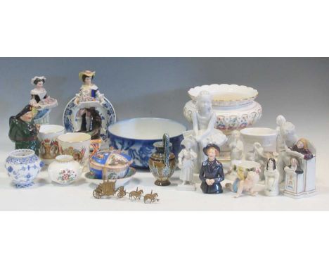 A collection of decorative ceramics, to include a Copenhagen figure, a small Doulton ewer, Dresden dishes, a Capodimonte figu